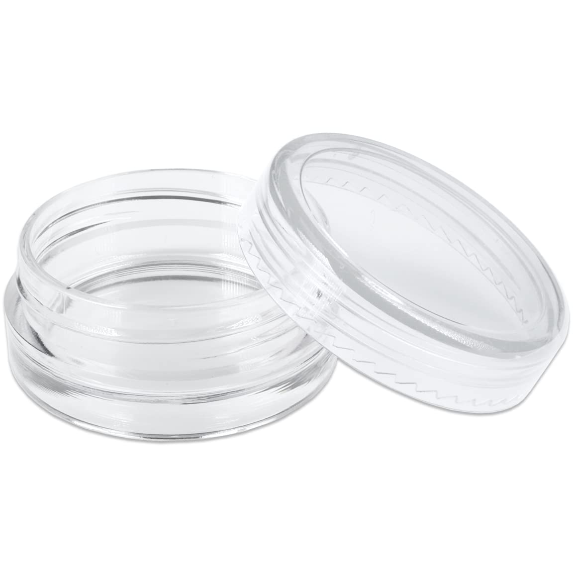Beauticom 3g/3ml (0.1 Fl Oz) Round Clear Plastic Jars with Round Top Lids for Creams  Lotions  Powders  Glitters  and more. (Color: Clear Lid  Quantity: 50 Pieces)